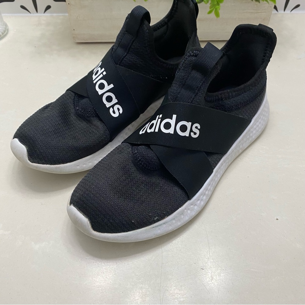 Adidas Puremotion Adapt‎ Slip-On Sneakers Black White Women's Size 7.5